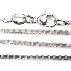 Drachensilber rhodinierte Halskette 925 Silber 1,5mm eckiges Profil, 50cm Länge Venezianerkette Silberkette mit Karabinerverschluss Juwelier Qualität von Drachensilber