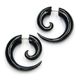 Ohrtunnel Fake Ohrschmuck Spirale aus Horn geschnitzt, Durchmesser: 3cm, Verschluss aus 925 Silber - Stecksystem Paarpreis von Drachensilber