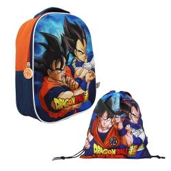 Dragon Ball Z Rucksack und Turnbeutel für Jungen, Design Goku Kinderschulrucksack, Reiserucksack, Kindergeschenk von Dragon Ball Z