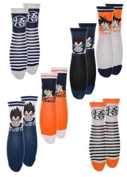 Dragon Ball Z Socken für Jungen, Hohe Socken im Goku und Vegeta Design, Set mit 6 Socken, Geschenk für Kinder und Jugendliche, Größe EU 27/30 - Grau von Dragon Ball Z