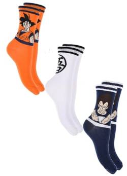 Dragon Ball Z Socken für Männer, Goku Super Saiyajin Klassische Hohe Socken, 3er-Set, Geschenke für Männer und Jugendliche, Größe EU 39/42 - Weiß von Dragon Ball Z