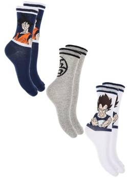 Dragon Ball Z Socken für Männer, Klassische Hohe Socken 3er-Set Goku Super Saiyajin, Geschenke für Männer und Jugendliche, Größe EU 39/42 - Grau von Dragon Ball Z