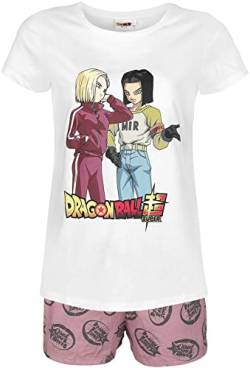 Dragon Ball Super - Androids Frauen Schlafanzug weiß/rosa S 100% Baumwolle Anime, Gaming von Dragon Ball Z