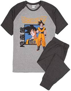 DragonBall Z Pyjamas für Männer | Charakter Logo Grau Lounge Hose T-Shirt Set | Filmgeschenke Merchandise - Klein von DragonBall Z
