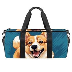Corgi Sporttasche mit Hundemuster, groß, Reisetasche, Flugtasche, Wochenendtasche, geeignet für Damen und Herren, mehrfarbig 3, 45x23x23cm/17.7x9x9in, Reisetasche von DragonBtu