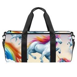 DragonBtu Duffle Bag Travel Laundry Bags - Unisex Weekender Bag with Multiple Compartments and Waterproof Pocket Rainbow Unicorns, Mehrfabig 8, 45x23x23cm/17.7x9x9in, Reisetasche von DragonBtu
