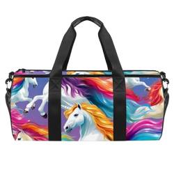 DragonBtu Duffle Bag Travel Laundry Bags - Unisex Weekender Bag with Multiple Compartments and Waterproof Pocket Rainbow Unicorns, Mehrfarbig 1, 45x23x23cm/17.7x9x9in, Reisetasche von DragonBtu