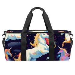 DragonBtu Duffle Bag Travel Laundry Bags - Unisex Weekender Bag with Multiple Compartments and Waterproof Pocket Rainbow Unicorns, Mehrfarbig 6, 45x23x23cm/17.7x9x9in, Reisetasche von DragonBtu