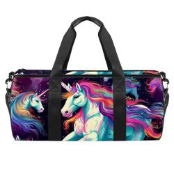 DragonBtu Duffle Bag Travel Laundry Bags - Unisex Weekender Bag with Multiple Compartments and Waterproof Pocket Rainbow Unicorns, mehrfarbig 5, 45x23x23cm/17.7x9x9in, Reisetasche von DragonBtu