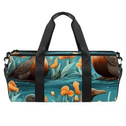 DragonBtu Handgepäck-Reisetasche – Sporttasche für Damen, stilvolle und geräumige Turnbeutel, Schnabeltier-Aufdruck, mehrfarbig 5, 45x23x23cm/17.7x9x9in, Reisetasche von DragonBtu