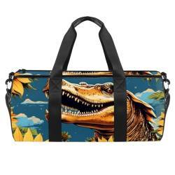 DragonBtu Reisetasche für Damen, große Fußballtasche mit Schuhfach, Sporttasche für Herren, stilvoll und funktional, Alligator-Stern-Sonnenblume, Mehrfarbig 10, 45x23x23cm/17.7x9x9in, Reisetasche von DragonBtu