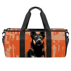 DragonBtu Reisetasche – geräumige und langlebige Handgepäcktasche für Damen und Herren – Pixel-Hundebild, Mehrfarbig 1, 45x23x23cm/17.7x9x9in, Reisetasche von DragonBtu