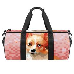 DragonBtu Reisetasche – geräumige und langlebige Handgepäcktasche für Damen und Herren – Pixel-Hundebild, Mehrfarbig 10, 45x23x23cm/17.7x9x9in, Reisetasche von DragonBtu