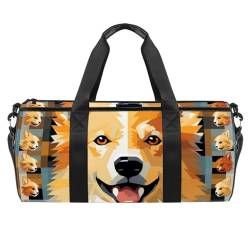 DragonBtu Reisetasche – geräumige und langlebige Handgepäcktasche für Damen und Herren – Pixel-Hundebild, Mehrfarbig 6, 45x23x23cm/17.7x9x9in, Reisetasche von DragonBtu