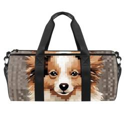 DragonBtu Reisetasche – geräumige und langlebige Handgepäcktasche für Damen und Herren – Pixel-Hundebild, mehrfarbig 4, 45x23x23cm/17.7x9x9in, Reisetasche von DragonBtu