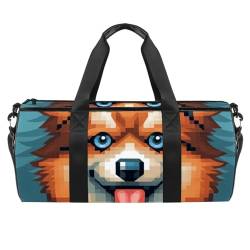 DragonBtu Reisetasche – geräumige und langlebige Handgepäcktasche für Damen und Herren – Pixel-Hundebild, mehrfarbig 5, 45x23x23cm/17.7x9x9in, Reisetasche von DragonBtu