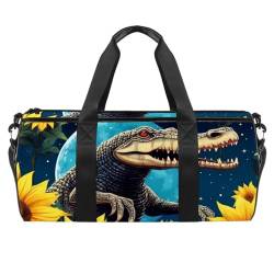 DragonBtu Reisetasche – große Reisetasche mit Schuhfach, perfekt für Fußballmütter und Sportbegeisterte – Alligator-Stern-Sonnenblume, Mehrfabig 8, 45x23x23cm/17.7x9x9in, Reisetasche von DragonBtu