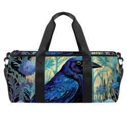 DragonBtu Reisetasche – vielseitige Handgepäcktasche mit Yogataschengurt und Reisetaschen für Damen und Herren – Rabenblume, Mehrfarbig 2, 45x23x23cm/17.7x9x9in, Reisetasche von DragonBtu