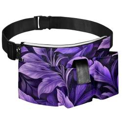 Gürteltasche für Gartengeräte, violett, tropische Pflanzen, verstellbare Hüfttasche zum Aufhängen, tragbare Hundetasche von DragonBtu