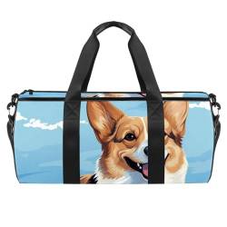 Sporttasche Corgi Dogs Lovely Pocket Gym Bag für Damen und Herren, strapazierfähige Reisetasche mit Schultergurt, Mehrfarbig 2, 45x23x23cm/17.7x9x9in, Reisetasche von DragonBtu