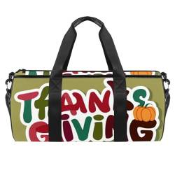Sporttasche mit Aufschrift "Thanksgiving Font Turkey", groß, Reisetasche, Flugtasche, Wochenendtasche, geeignet für Damen und Herren, Mehrfarbig 7, 45x23x23cm/17.7x9x9in, Reisetasche von DragonBtu