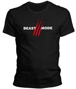 DragonHive Fitness T-Shirt Beast Mode Bodybuilder Fitness Gym, Größe:M, Farbe:Schwarz von DragonHive