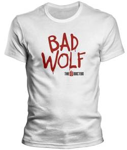 DragonHive Herren T-Shirt - Doctor Dr Bad Wolf Who - Lustiges Fun Motiv für Männer Tshirt, Größe:3XL, Farbe:Weiß von DragonHive