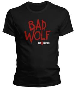 DragonHive Herren T-Shirt - Doctor Dr Bad Wolf Who - Lustiges Fun Motiv für Männer Tshirt, Größe:4XL, Farbe:Schwarz von DragonHive