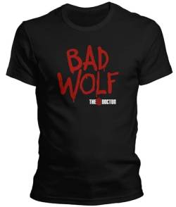 DragonHive Herren T-Shirt - Doctor Dr Bad Wolf Who - Lustiges Fun Motiv für Männer Tshirt, Größe:XL, Farbe:Schwarz von DragonHive