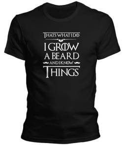 DragonHive Herren T-Shirt Game of Thrones That What i do i Grow a Beard and Know Things, Größe:4XL, Farbe:Schwarz von DragonHive