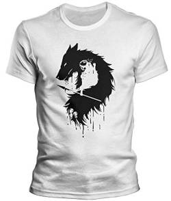 DragonHive Herren T-Shirt Prinzessin Mononoke Hime Studio Ghibli Lustiges Fun Motiv für Männer Tshirt, Größe:L, Farbe:Weiß von DragonHive