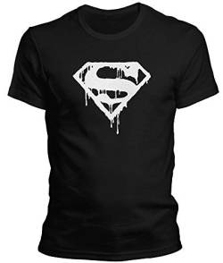 DragonHive Herren T-Shirt Superman Logo Symbol Man of Steel Batman vs Super Man, Größe:M, Farbe:Schwarz von DragonHive