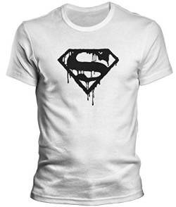 DragonHive Herren T-Shirt Superman Logo Symbol Man of Steel Batman vs Super Man, Größe:M, Farbe:Weiß von DragonHive