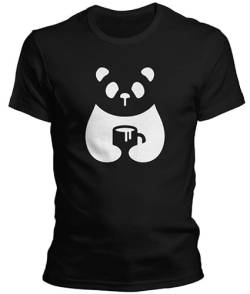 DragonHive Herren T-Shirt lustiges Panda Kaffee Motiv, Größe:4XL, Farbe:Schwarz von DragonHive