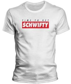 DragonHive Witziges Herren T-Shirt - Rick and Morty Time to Get Schwifty - Lustiges Fun Motiv Tshirt für Männer, Größe:L, Farbe:Weiß von DragonHive