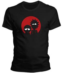 DragonHive Witziges Herren T-Shirt - Rick and Morty Time to Get Schwifty Red Circle Lustiges Fun Motiv Tshirt für Männer, Größe:L, Farbe:Schwarz von DragonHive