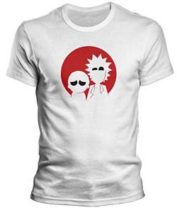 DragonHive Witziges Herren T-Shirt - Rick and Morty Time to Get Schwifty Red Circle Lustiges Fun Motiv Tshirt für Männer, Größe:L, Farbe:Weiß von DragonHive