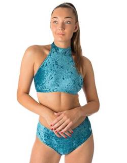 Dragonfly Halter-Sports Bra Samt Lisette Comfy-BH Velvet | Schnittform Maximaler Halt für Pole Dancer | Halsverschluss mit 3 kleinen Metallnieten | Material 80% Polyamid 20% Elastan Oeko-TEX von Dragonfly