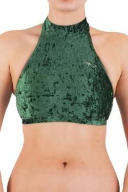 Dragonfly Halter-Sports Bra Samt Lisette Comfy-BH Velvet | Schnittform Maximaler Halt für Pole Dancer | Halsverschluss mit 3 kleinen Metallnieten | Material 80% Polyamid 20% Elastan Oeko-TEX von Dragonfly