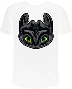 Dragons DreamWorks Kinder T-Shirt Ohnezahn Kopf, weiß (128-134) von Dragons