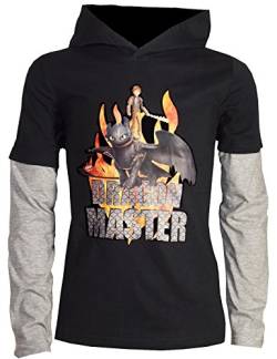 Dreamworks Dragons Kinder Double Kapuzen-Sweatshirt / Hoodie Ohnezahn Toothless & Hicks, schwarz (128-134) von Dragons