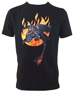 Dreamworks Dragons Kinder T-Shirt Ohnezahn Toothless & Hicks Flammen, schwarz (152-158) von Dragons