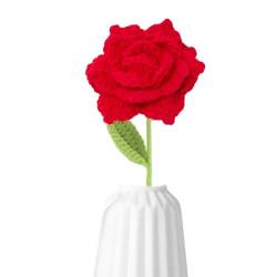 Dranng Gestrickte Blumen,Strickblumen - Romantische künstliche Rosenblume zum Valentinstag | Handgefertigte gestrickte Rosen-Wohnkultur aus weicher Wolle, DIY-Häkel-Strickblumen für Hochzeitstage von Dranng