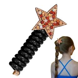 Dranng Spiral-Haargummis für Frauen - Star Hair Coil Ties Pferdeschwanzhalter,Dehnbares Haarseil-Stirnband, elastische Spiral-Haargummis, Pferdeschwanzbänder für dickes und lockiges Haar von Dranng