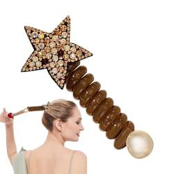 Dranng Telefonleitungs-Haarbänder | Strass-Gummi-Kopfbedeckungsspule,Tragbare Telefonkabel-Pferdeschwanzhalter, gerade Spiral-Haargummis für Kinder, Kinder, Geburtstagsgeschenk von Dranng