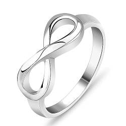 Drawelry Damen Silber Infinity Verlobungsring:Unendlichkeit Trauringe Hochzeitsringe Antragsring Ringe Frauen Schmuck Geschenk Box (56（17.7）, Silber) von Drawelry