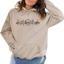 Drawelry Personalisierte Hoodies für Mama Customized Hooded Sweatshirt für Damen Pullover Geschenk für Damen, Personalisierte Geburtstagsgeschenk für Frauen, Geschenk für Mama, Muttertagsgeschenk von Drawelry