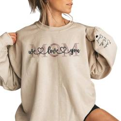 Drawelry Personalisierte Sweatshirt für Mama Custom Sweatshirt Damen Pullover Geschenke für Frauen, Personalisierte Geburtstagsgeschenk für Frauen, Geschenke für Mama, Muttertagsgeschenk von Drawelry