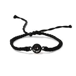 Drawelry Personalisiertes Fotoprojektionsarmband Schwarz Fotoarmbänder: Benutzerdefinierte Verstellbares Geflochtenes Ich liebe dich Armband mit Bild im Inneren Charm Armreif Schmuck Geschenk von Drawelry