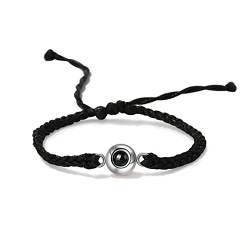 Drawelry Personalisiertes Fotoprojektionsarmband Schwarz Fotoarmbänder: Benutzerdefinierte Verstellbares Geflochtenes Ich liebe dich Armband mit Bild im Inneren Charm Armreif Schmuck Geschenk von Drawelry